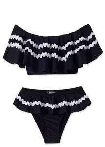 Black Bikini with White Ric Rac